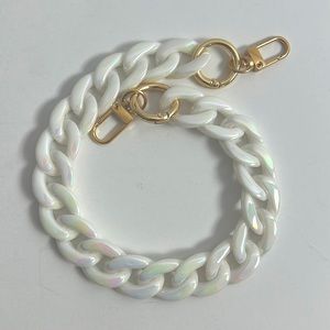 Acrylic Holographic Mother of Pearl White Link Bag Strap Wristlet or Charm